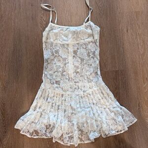 Frankie’s bikinis, white lace, mini dress cover-up